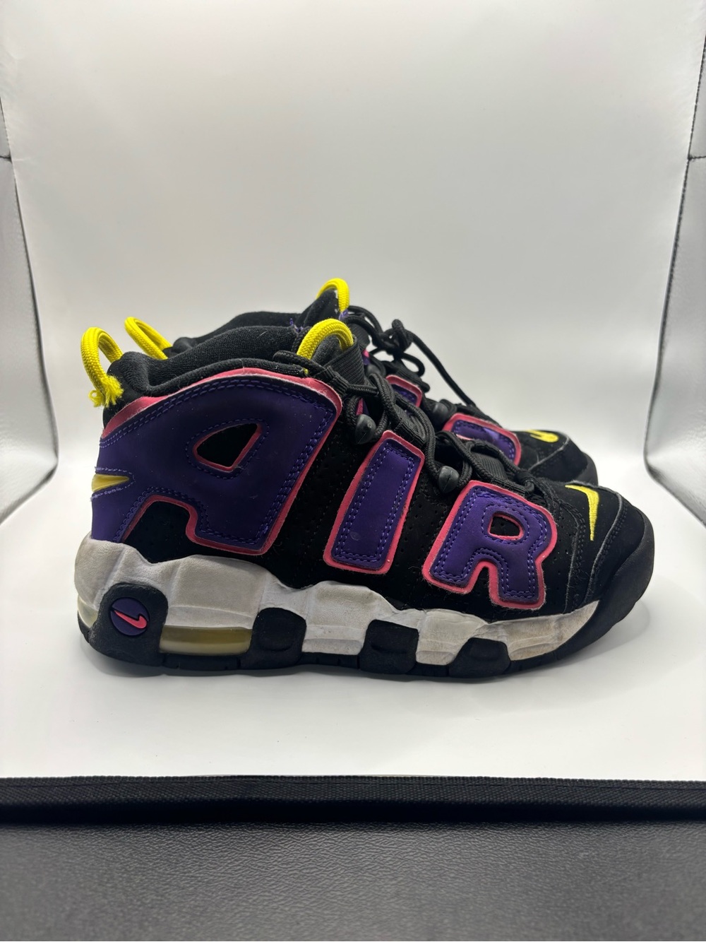 Nike Kids Black Sneakers with Purple, Pink & Yellow Details